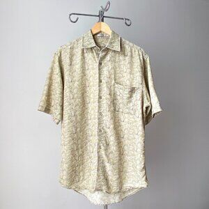 🌿Pale Green Abstract Print Boxy Fit Short Sleeves Button Down Shirt